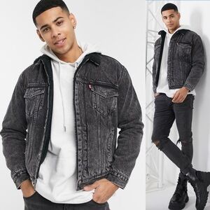 Levi's Sherpa Trucker Jacket Roadster Black, Sz Medium